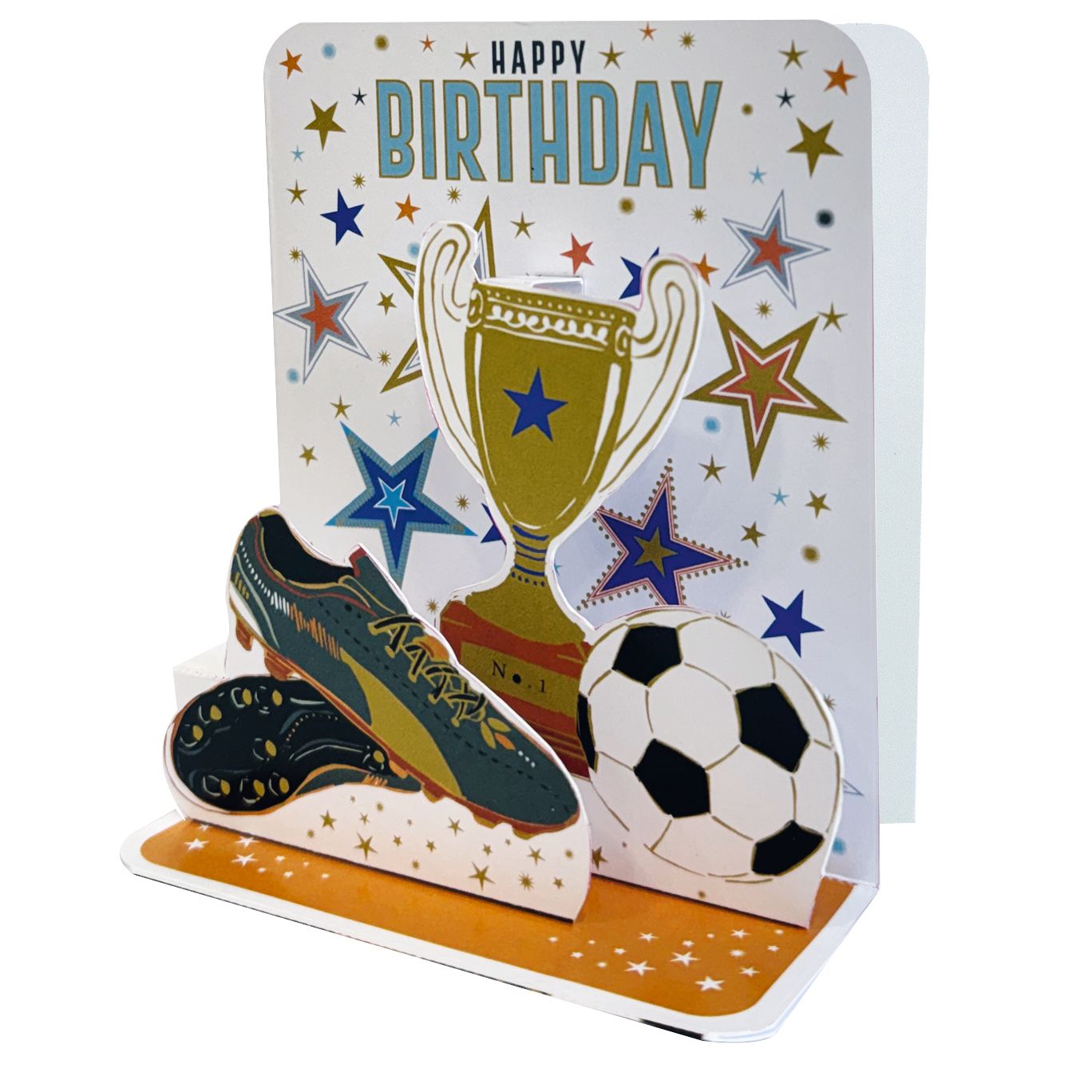 Pictura birthday football pop-up card with colorful football design and festive elements, perfect for celebrating sports fans.